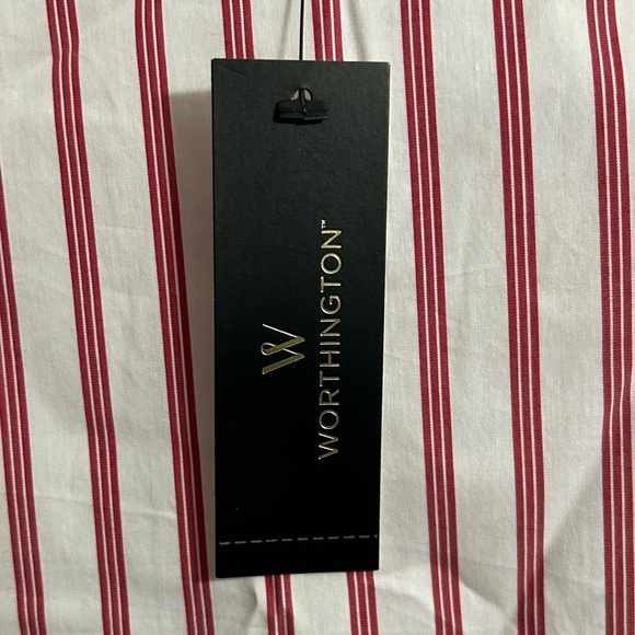 Worthington Women’s Blouse Red/White Striped Cotton Blend 3/4 Sleeves Shirt Sz M - Picture 4 of 6